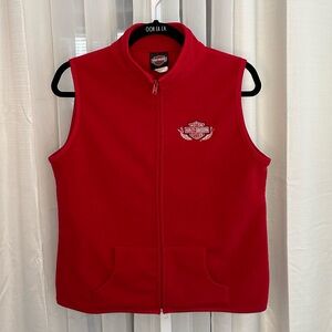 Harley Davidson Biker Red Fleece Vest Embroidered M Memphis Tennessee